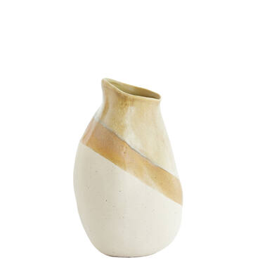Vaas deco 20,5x20x33 cm YULARA keramiek bruin+crème