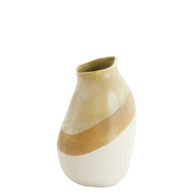 Vaas deco 20,5x20x33 cm YULARA keramiek bruin+crème