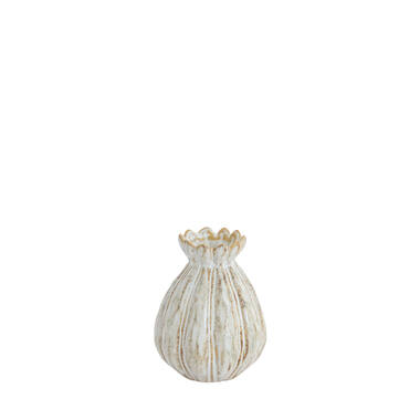 Vaas deco Ø9,5x13 cm FELINE keramiek crème-bruin