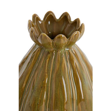 Vaas deco Ø9,5x13 cm FELINE keramiek groen-bruin