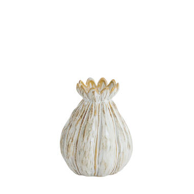 Vaas deco Ø14x18 cm FELINE keramiek crème-bruin