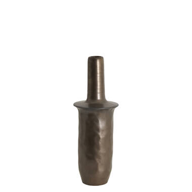 Vaas deco Ø19,5x56 cm SENNES keramiek donker brons