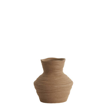 Vaas deco Ø14,5x15,5 cm GRECCIO keramiek mat bruin