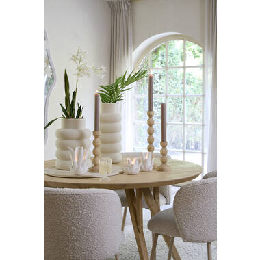 Vaas deco Ø20x42 cm TRIORA keramiek mat crème