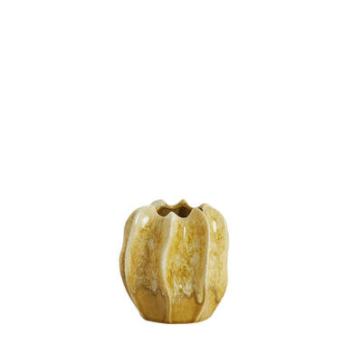 Vase deco Ø14,5x16 cm NILO ceramics ocher yellow-brown