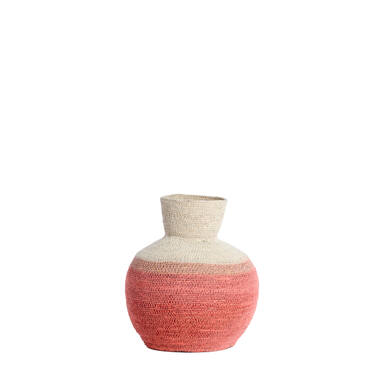 Mand Ø23,5x27 cm BISIRA zeegras naturel+roze