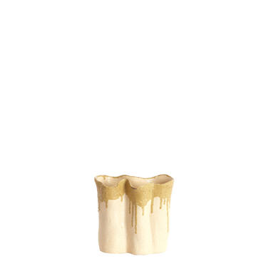 Vase deco 19,5x10,5x18,5 cm FLOVILLA ceramics cream+oliv grn