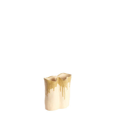 Vase deco 19,5x10,5x18,5 cm FLOVILLA ceramics cream+oliv grn