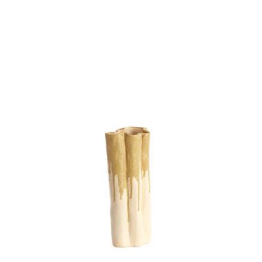 Vase deco 12x9,5x30 cm FLOVILLA ceramics cream+olive green