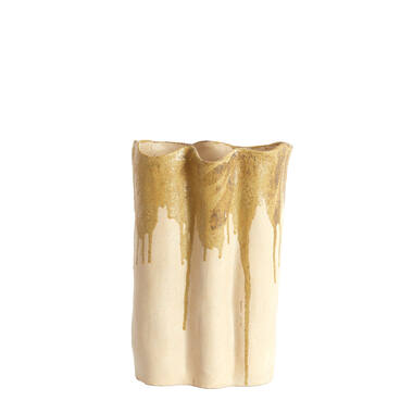 Vase deco 26x14x40 cm FLOVILLA ceramics cream+olive green