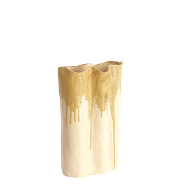 Vase deco 26x14x40 cm FLOVILLA ceramics cream+olive green
