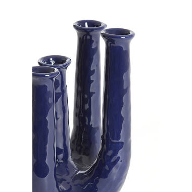 Vasija adorno 20x14x25 cm LEONJO cerámica azul oscuro