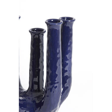 Vaas deco 22x16,5x30 cm LEONJO keramiek donker blauw
