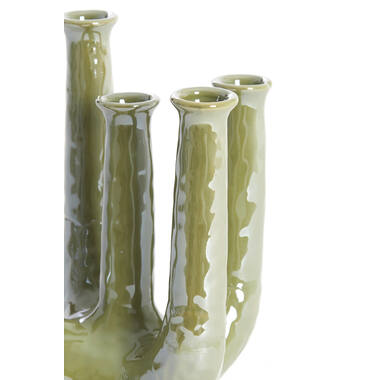 Vaas deco 22x16,5x30 cm LEONJO keramiek olie licht groen