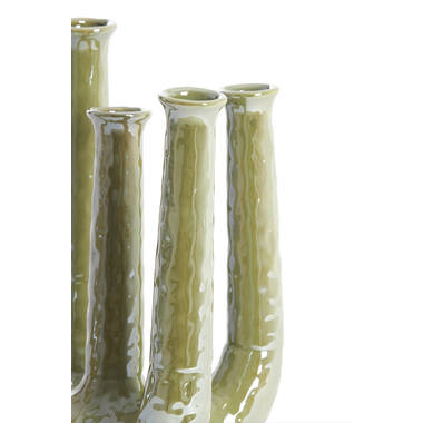 Vaas deco 24x18x36 cm LEONJO keramiek olie licht groen