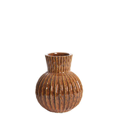 Vaas deco Ø18x22 cm ZIRJA keramiek oranje