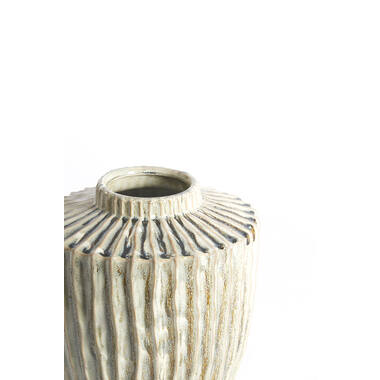 Vaas deco Ø25x28 cm TALEA keramiek olijf groen-crème