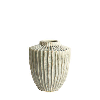 Vaas deco Ø30x32 cm TALEA keramiek olijf groen-crème