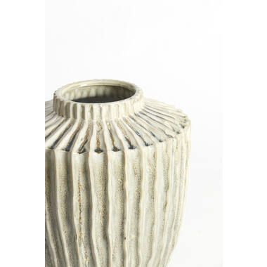 Vaas deco Ø30x32 cm TALEA keramiek olijf groen-crème