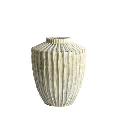 Vaas deco Ø32x40 cm TALEA keramiek olijf groen-crème