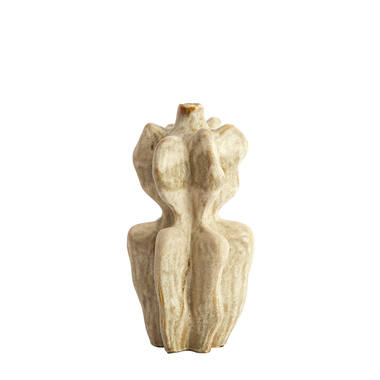 Vaas deco 19x17x37 cm NARA keramiek olijf groen