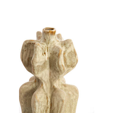 Vaas deco 19x17x37 cm NARA keramiek olijf groen