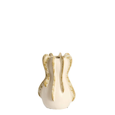 Vase deco Ø16x27 cm MAGOME ceramics cream+olive green