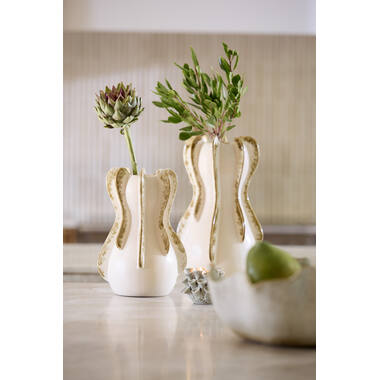 Vase deco Ø16x27 cm MAGOME ceramics cream+olive green