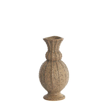 Vaas Ø8,5x17 cm SORREL keramiek mat donker bruin