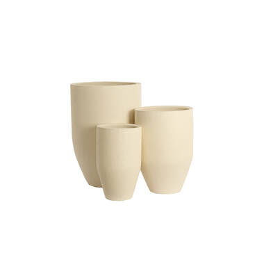 Pot deco S/3 Ø30x46+Ø40x55+Ø52x71 cm SIROLO cream