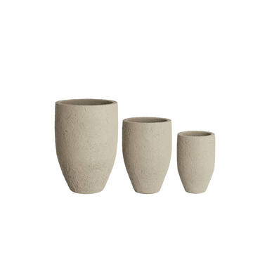 Pot deco S/3 Ø30x46+Ø40x55+Ø52x71 cm SIROLO sand