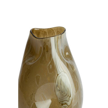 Vase Ø18x32 cm JORIEN glass taupe+olive green