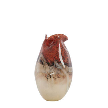 Vase Ø18x32 cm JORIEN glass red+taupe