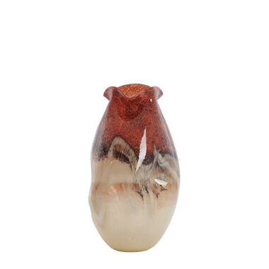 Vase Ø18x32 cm JORIEN glass red+taupe