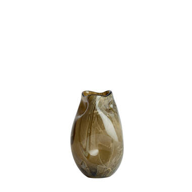 Vase Ø14,5x25 cm JORIEN glass taupe+olive green
