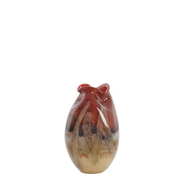 Vase Ø14,5x25 cm JORIEN glass red+taupe