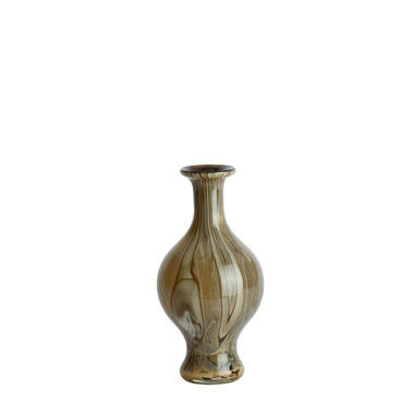 Vase Ø14,5x29,5 cm JORVEN glass taupe+olive green