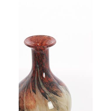 Vase Ø14,5x29,5 cm JORVEN glass red+taupe