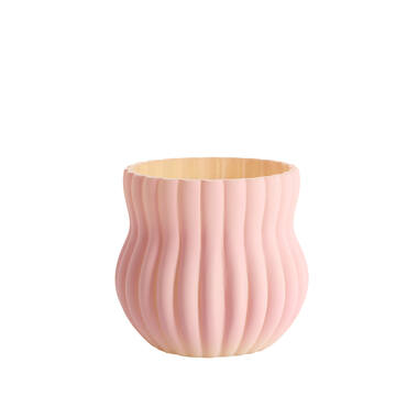 Vase Ø15x13,5 cm VELTURNO glass matt pink+yellow