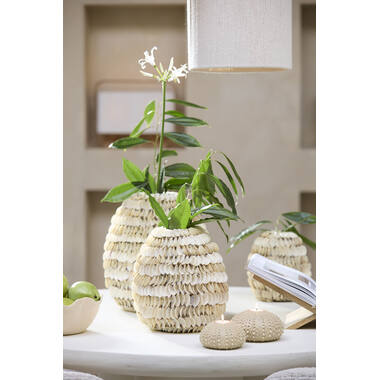 Vase deco Ø33x35 cm SARRIA bamboo+shell cream