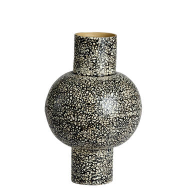 Vase deco Ø30x45 cm GIRONA bamboo black-cream