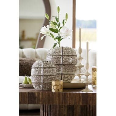 Vase deco 25x12,5x28 cm MANTU ceramics matt dark brown+cream