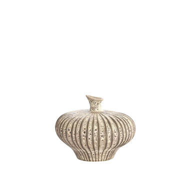 Vase deco 23x22,5x18 cm NEVANO matt dark brown+cream