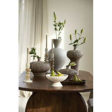 Vase deco 23x22,5x18 cm NEVANO matt dark brown+cream