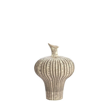 Vase deco 23x22x32,5 cm NEVANO matt dark brown+cream