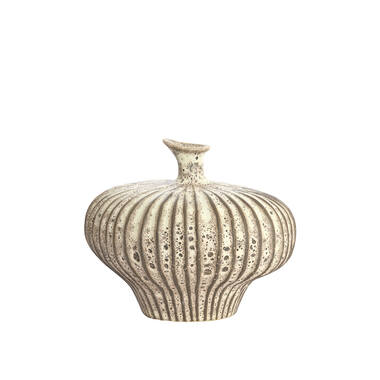 Vase deco 31x29,5x25,5 cm NEVANO matt dark brown+cream