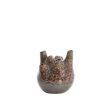 Vase deco Ø16x18 cm COSENZA ceramics brown+bronze