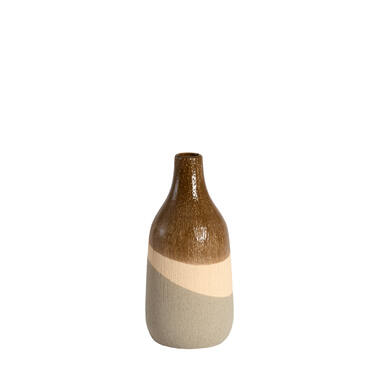 Vase deco Ø12,5x28 cm ZUBIRI ceramics brown+beige+taupe