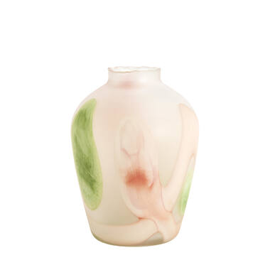 Vase Ø24,5x33 cm BARCOS glass matt white+green+peach