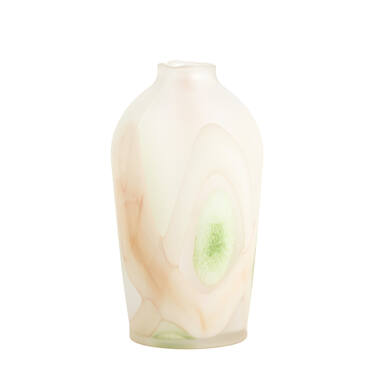 Vase Ø20,5x37 cm BARCOS glass matt white+green+peach